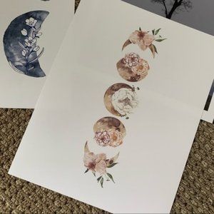 Modern minimalist boho moon phases art print